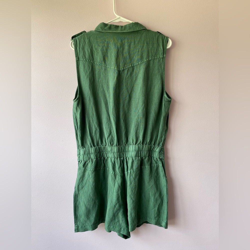 NWOT YFB Hudson Sleeveless Linen Blend Utility Romper Large Beach Coastal Romper - Picture 3 of 9